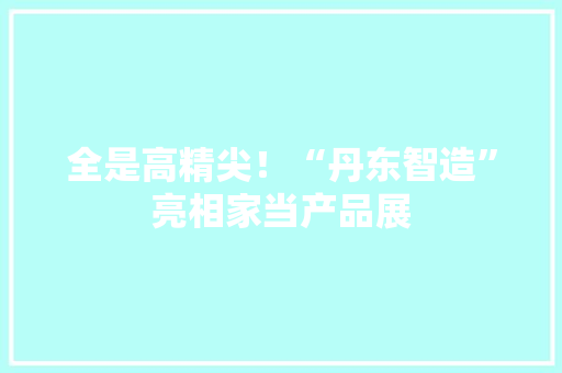 全是高精尖！“丹东智造”亮相家当产品展