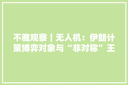 不雅观察｜无人机：伊朗计策博弈对象与“非对称”王牌武器（上）