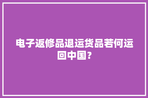 电子返修品退运货品若何运回中国？ 电子返修品退运货品若何运回中国？ 智能科技