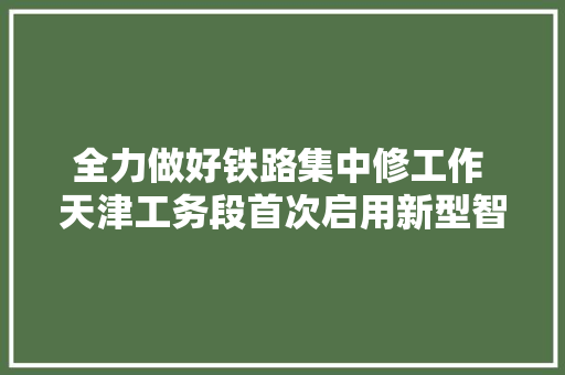 全力做好铁路集中修工作 天津工务段首次启用新型智能测量设备 全力做好铁路集中修工作 天津工务段首次启用新型智能测量设备 人工智能