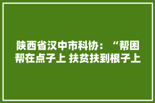 陕西省汉中市科协：“帮困帮在点子上 扶贫扶到根子上”