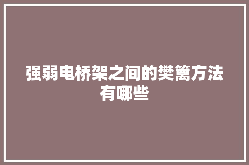 强弱电桥架之间的樊篱方法有哪些 强弱电桥架之间的樊篱方法有哪些 智能科技