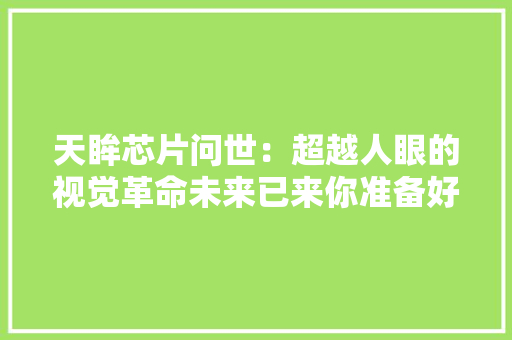天眸芯片问世：超越人眼的视觉革命未来已来你准备好了吗？