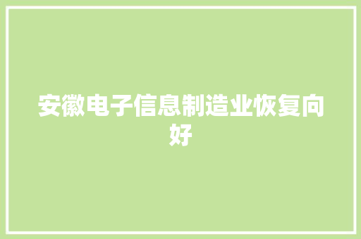 安徽电子信息制造业恢复向好