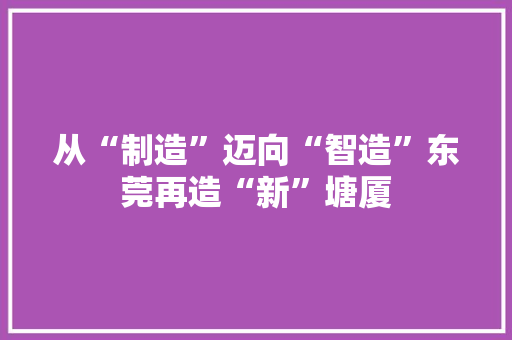 从“制造”迈向“智造”东莞再造“新”塘厦 从“制造”迈向“智造”东莞再造“新”塘厦 智能科技