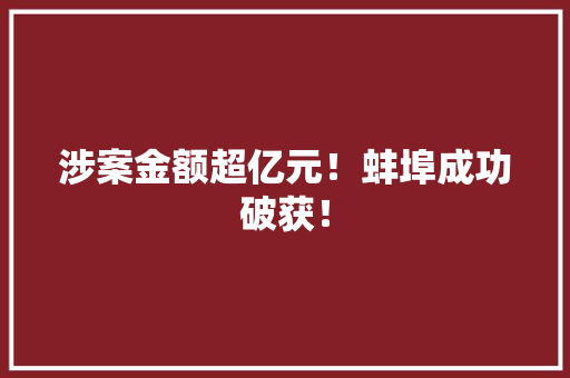 涉案金额超亿元！蚌埠成功破获！ 涉案金额超亿元！蚌埠成功破获！ 互联通信