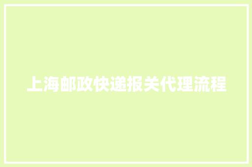 上海邮政快递报关代理流程 上海邮政快递报关代理流程 人工智能