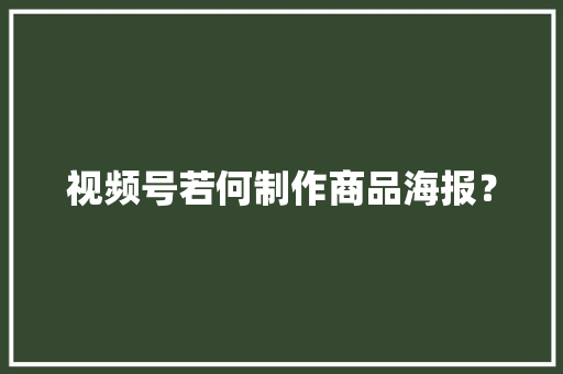 视频号若何制作商品海报？