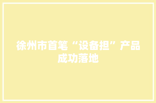 徐州市首笔“设备担”产品成功落地 徐州市首笔“设备担”产品成功落地 人工智能
