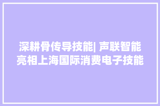 深耕骨传导技能| 声联智能亮相上海国际消费电子技能展 深耕骨传导技能| 声联智能亮相上海国际消费电子技能展 智能科技