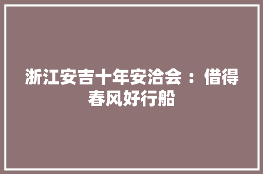 浙江安吉十年安洽会 ：借得春风好行船 浙江安吉十年安洽会 ：借得春风好行船 智能科技