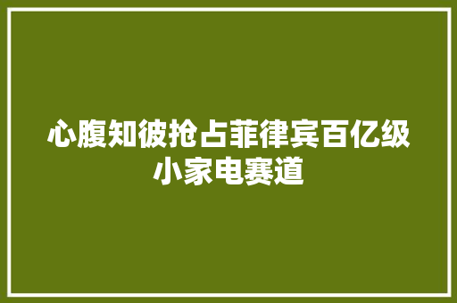 心腹知彼抢占菲律宾百亿级小家电赛道 心腹知彼抢占菲律宾百亿级小家电赛道 智能科技