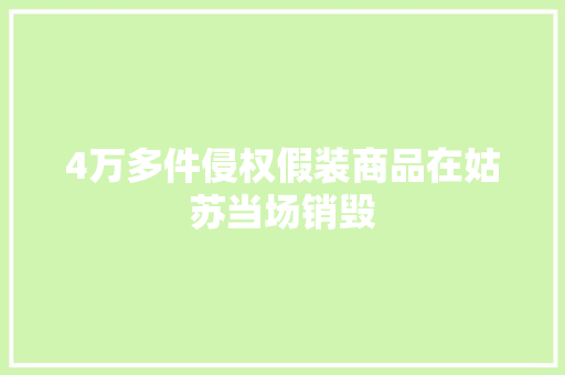 4万多件侵权假装商品在姑苏当场销毁 4万多件侵权假装商品在姑苏当场销毁 智能家居