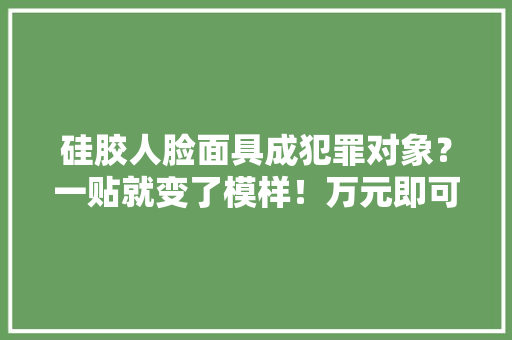 硅胶人脸面具成犯罪对象？一贴就变了模样！万元即可私人定制