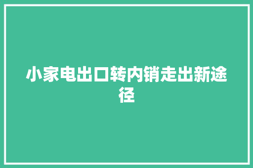 小家电出口转内销走出新途径 小家电出口转内销走出新途径 人工智能