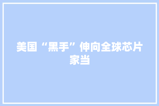 美国“黑手”伸向全球芯片家当