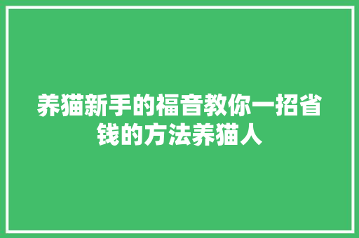 养猫新手的福音教你一招省钱的方法养猫人 养猫新手的福音教你一招省钱的方法养猫人 智能家居