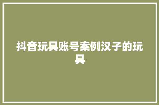 抖音玩具账号案例汉子的玩具 抖音玩具账号案例汉子的玩具 智能科技