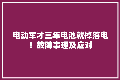 电动车才三年电池就掉落电！故障事理及应对 电动车才三年电池就掉落电！故障事理及应对 智能科技