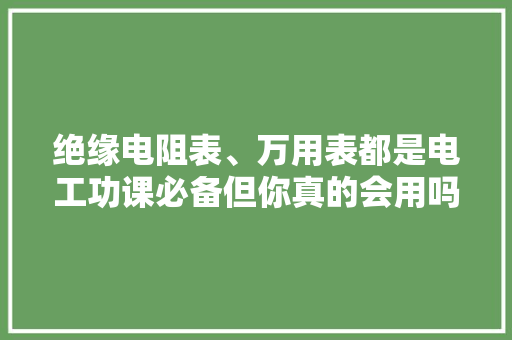 绝缘电阻表、万用表都是电工功课必备但你真的会用吗？ 绝缘电阻表、万用表都是电工功课必备但你真的会用吗？ 智能科技