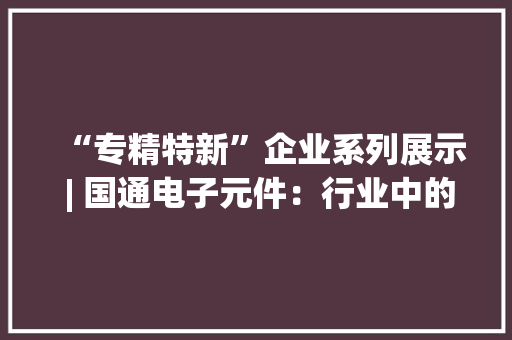 “专精特新”企业系列展示 | 国通电子元件：行业中的领军企业