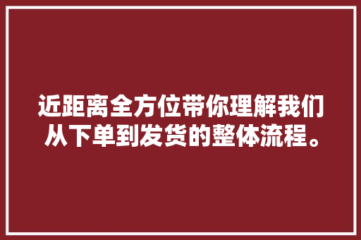 近距离全方位带你理解我们从下单到发货的整体流程。发货