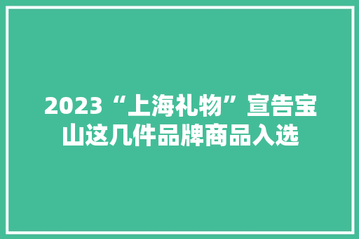 2023“上海礼物”宣告宝山这几件品牌商品入选