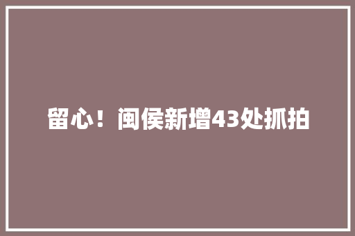 留心！闽侯新增43处抓拍 留心！闽侯新增43处抓拍 互联通信