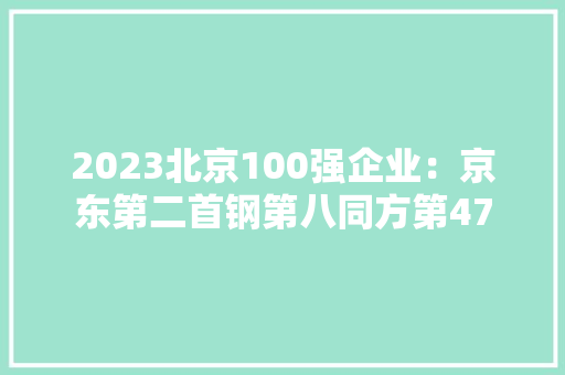 2023北京100强企业：京东第二首钢第八同方第47 2023北京100强企业：京东第二首钢第八同方第47 智能科技