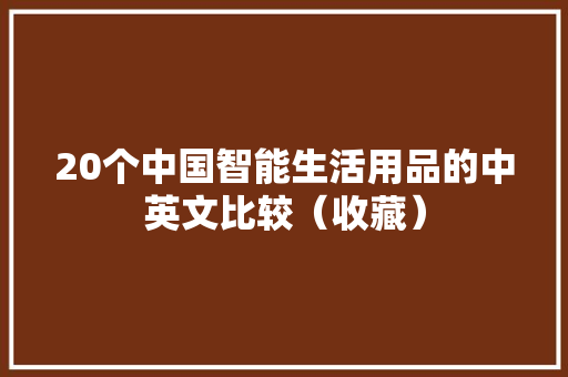 20个中国智能生活用品的中英文比较（收藏） 20个中国智能生活用品的中英文比较（收藏） 人工智能