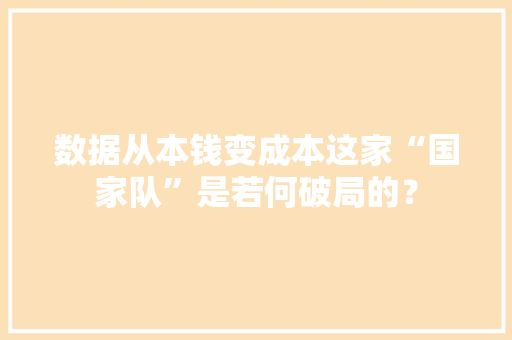 数据从本钱变成本这家“国家队”是若何破局的？ 数据从本钱变成本这家“国家队”是若何破局的？ 人工智能