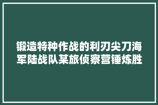 锻造特种作战的利刃尖刀海军陆战队某旅侦察营锤炼胜战精兵记事 锻造特种作战的利刃尖刀海军陆战队某旅侦察营锤炼胜战精兵记事 智能家居