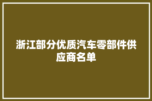 浙江部分优质汽车零部件供应商名单 浙江部分优质汽车零部件供应商名单 人工智能