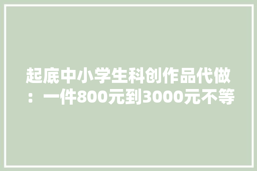 起底中小学生科创作品代做：一件800元到3000元不等流传宣传“包获奖” 起底中小学生科创作品代做：一件800元到3000元不等流传宣传“包获奖” 智能科技