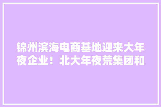 锦州滨海电商基地迎来大年夜企业！北大年夜荒集团和绿叶科技集团入驻