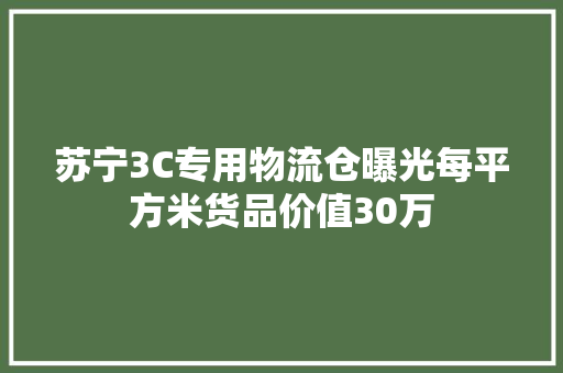 苏宁3C专用物流仓曝光每平方米货品价值30万 苏宁3C专用物流仓曝光每平方米货品价值30万 智能科技