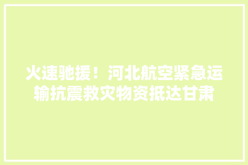 火速驰援！河北航空紧急运输抗震救灾物资抵达甘肃