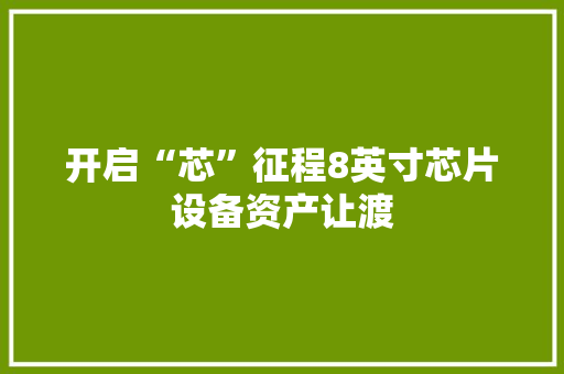 开启“芯”征程8英寸芯片设备资产让渡