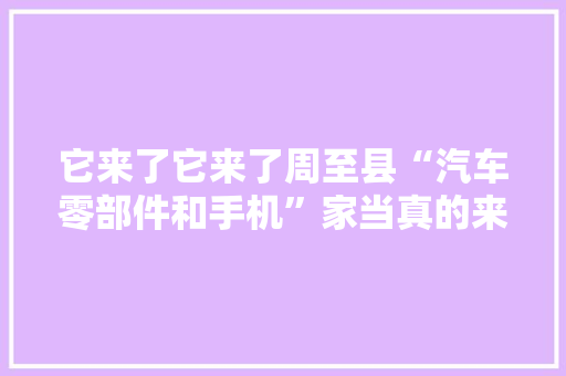 它来了它来了周至县“汽车零部件和手机”家当真的来了 它来了它来了周至县“汽车零部件和手机”家当真的来了 人工智能