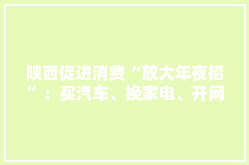陕西促进消费“放大年夜招”：买汽车、换家电、开网店都有补贴