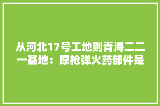 从河北17号工地到青海二二一基地：原枪弹火药部件是这样研制出来的