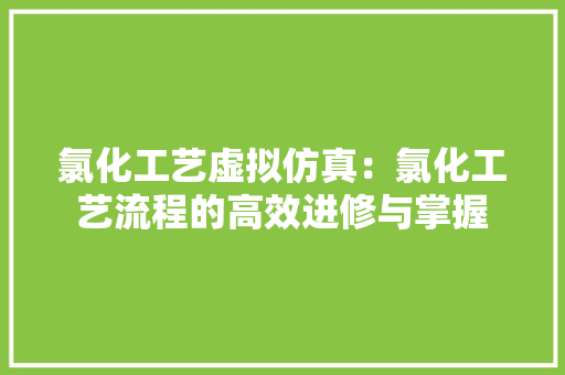 氯化工艺虚拟仿真：氯化工艺流程的高效进修与掌握