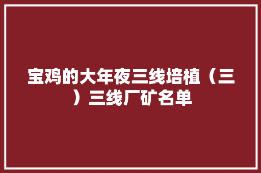 宝鸡的大年夜三线培植（三）三线厂矿名单