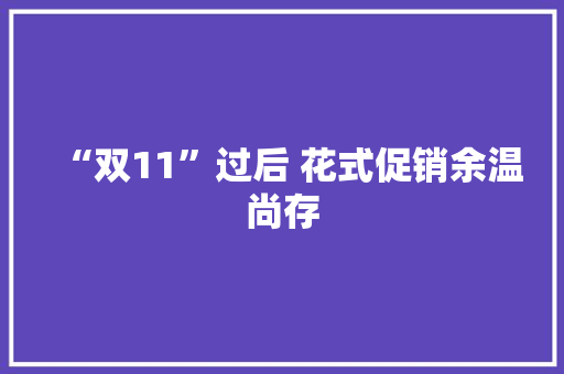 “双11”过后 花式促销余温尚存