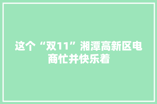 这个“双11”湘潭高新区电商忙并快乐着