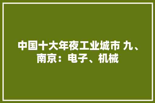 中国十大年夜工业城市 九、南京：电子、机械