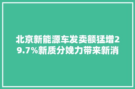 北京新能源车发卖额猛增29.7%新质分娩力带来新消费模式