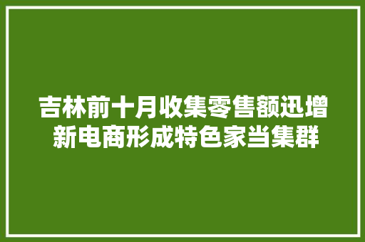 吉林前十月收集零售额迅增 新电商形成特色家当集群 吉林前十月收集零售额迅增 新电商形成特色家当集群 互联通信