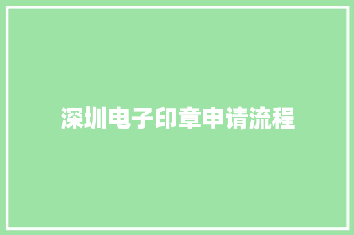 深圳电子印章申请流程