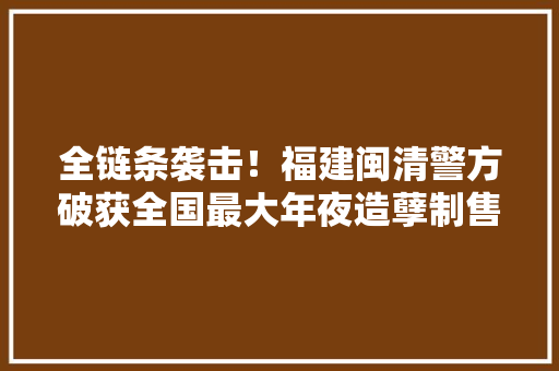 全链条袭击！福建闽清警方破获全国最大年夜造孽制售电子烟案 全链条袭击！福建闽清警方破获全国最大年夜造孽制售电子烟案 智能科技